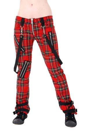 Girls Wool Red Plaid Bondage Hipsters by Tiger Of London (w/ straps)