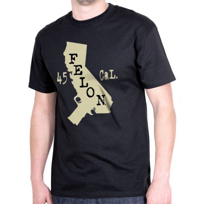Cali Gun Image on a black shirt by Felon Clothing - SALE sz S only