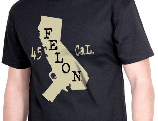 Cali Gun Image on a black shirt by Felon Clothing - SALE sz S only