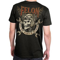 Keep Your Knees In The Breeze on back of a  black shirt by Felon Clothing - SALE 