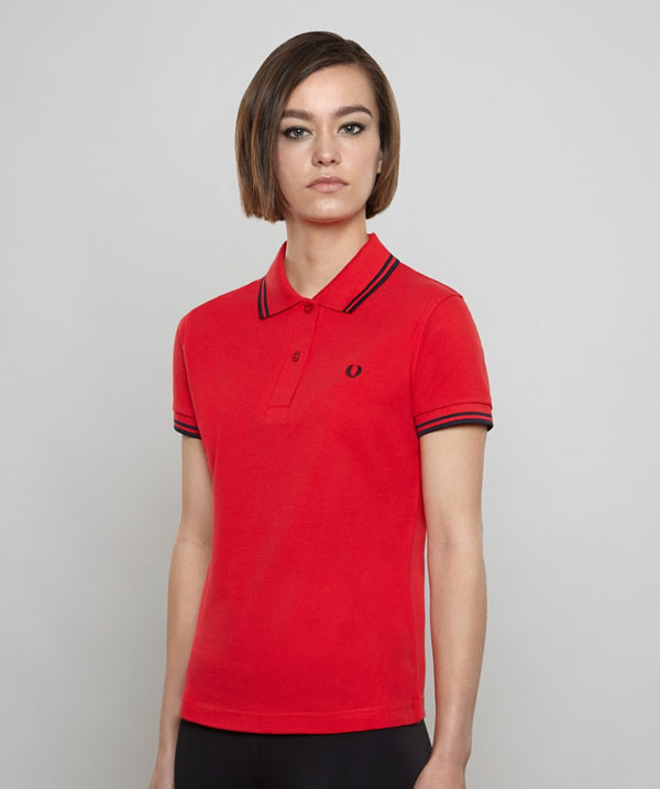 Fred Perry Twin Tipped Girls Polo Shirt- RED / NAVY (UK Made!)