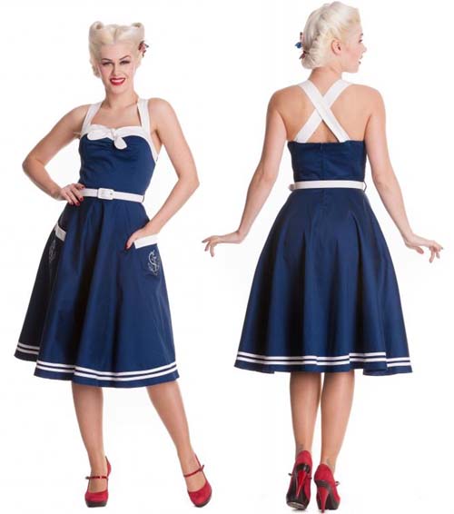 Siren 50's Nautical Dress by Hell Bunny - in NAVY - SALE sz 3X only