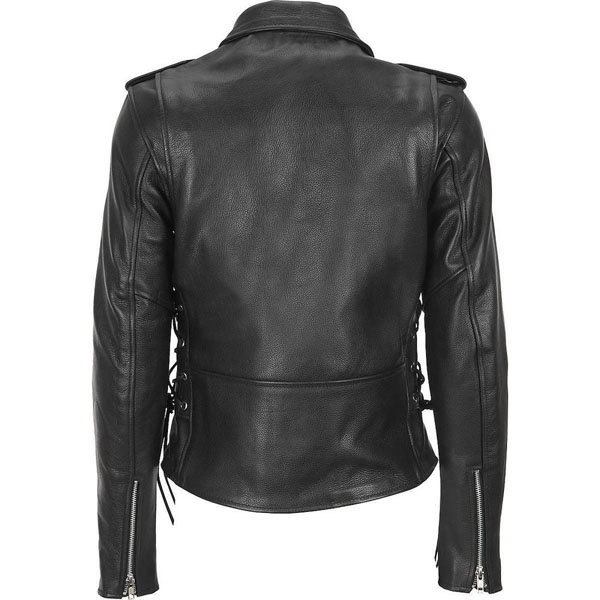 Black Leather Biker Jacket With Side Lacing & Zip Out Liner - Leather ...