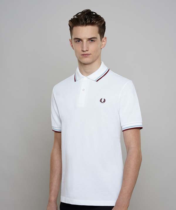 Fred Perry Laurel Collection Twin Tipped Polo Shirt- WHITE / ICE ...