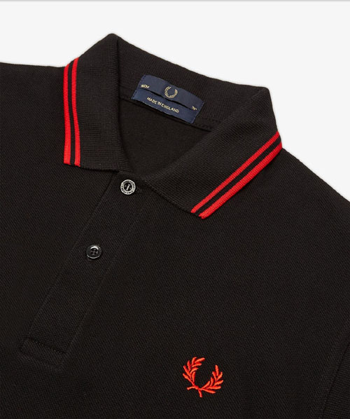 Fred Perry Laurel Collection Twin Tipped Polo Shirt- BLACK / RGB RED ...
