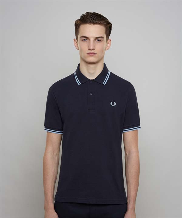 Fred Perry Laurel Collection Twin Tipped Polo Shirt- NAVY / ICE / ICE ...