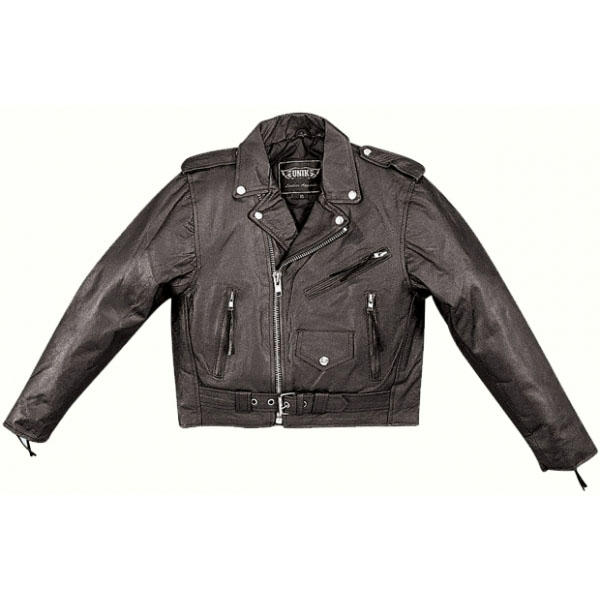 unik jacket Kids Black Leather Biker Jacket by Highway Hawks Unik 