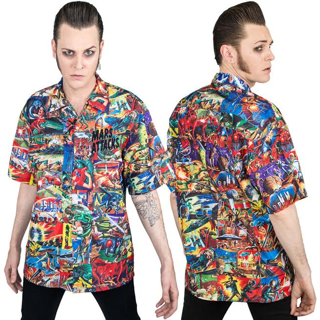 Mars Attacks short sleeve button up Sublimation Retro Cards Shirt by ...