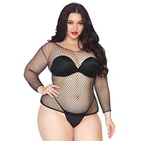 Fishnet Lycra Industrial Long Sleeve So Chill Fishnet Top - Plus Size in black