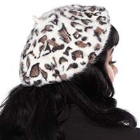 Fuzzy Leopard Faux Fur Beret by Sourpuss Clothing - SALE