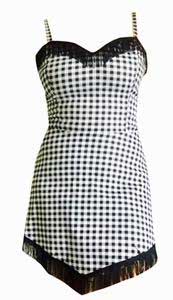 Black & White Gingham Cowgirl Fringe Dress by Switchblade Stiletto - SALE