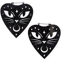 Ouija Cat Plug Friendly Black Oversized Hoop Earrings by Too Fast