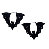 Glitter Bats Plug Friendly Black Oversized Hoop Earrings by Too Fast