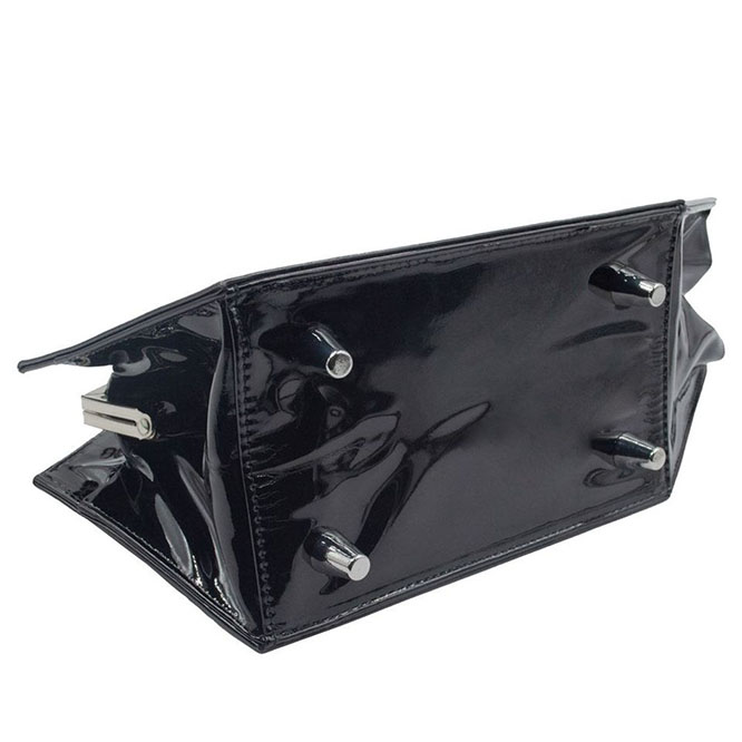 Skull Kiss Lock Deluxe Patent Coffin Handbag / Convertible Clutch by Kreepsville 666