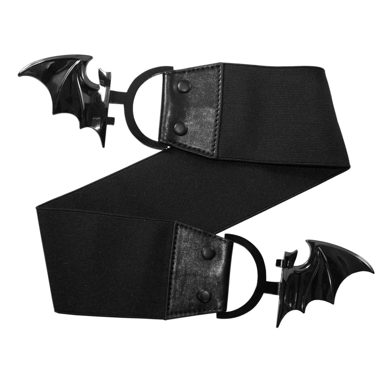 Wide Elastic Retro Belt by Kreepsville  666 -  Black Bat