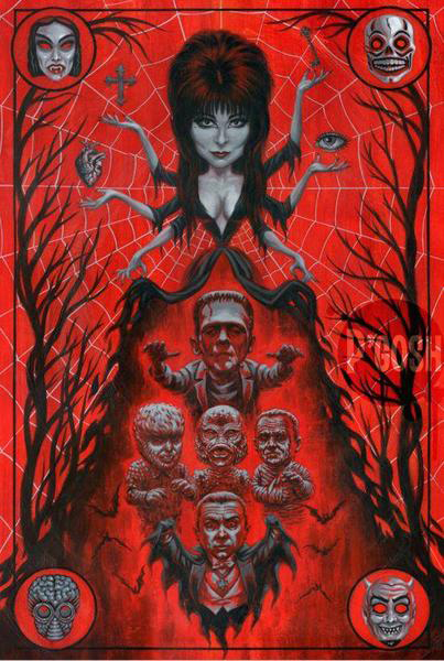 Elvira High Priestess of Horror Fine Art Print by P'Gosh & Retro A Go Go