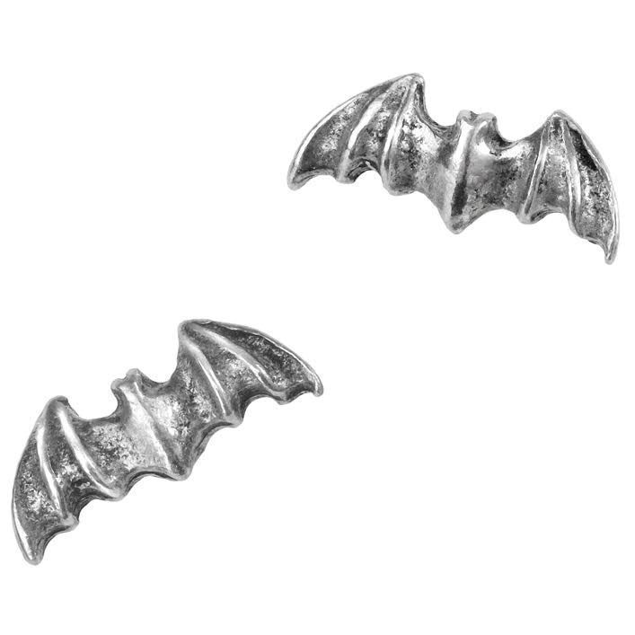 Bat Pewter Stud Earrings -by Alchemy England 1977