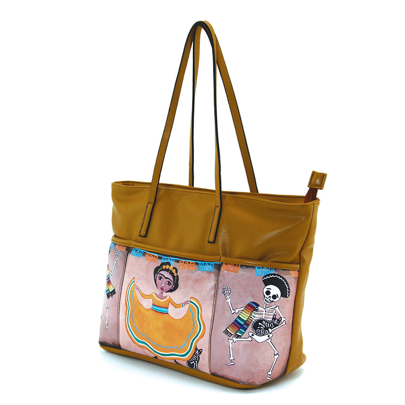 3 Pockets Dancing Frida & Mariachi Skeletons Tote by Comeco - SALE