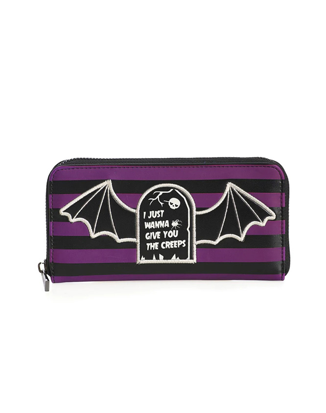 I Just Want To Give You The Creeps Striped Wallet/Clutch by Banned Apparel- Purple - SALE