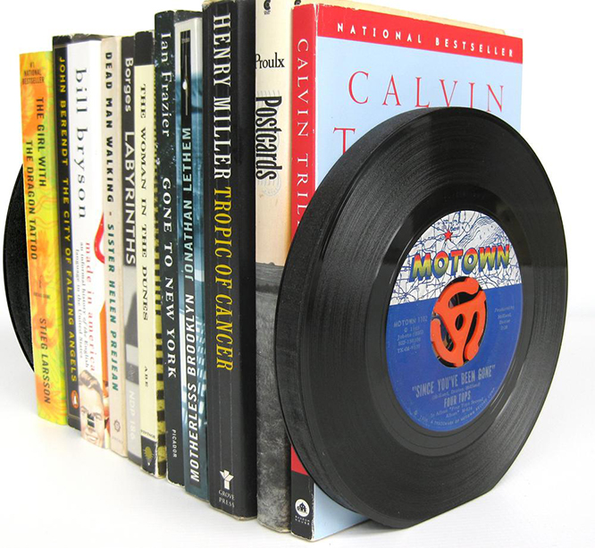 Vintage Recycled 45RPM Book Ends by Vinylux- Waylon Jennings & Kris Kristofferson
