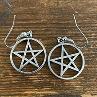 Stainless Steel Pentagram Dangle Earrings by Switchblade Stiletto