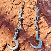 Barbwire Sickle Dangle Earrings by Switchblade Stiletto