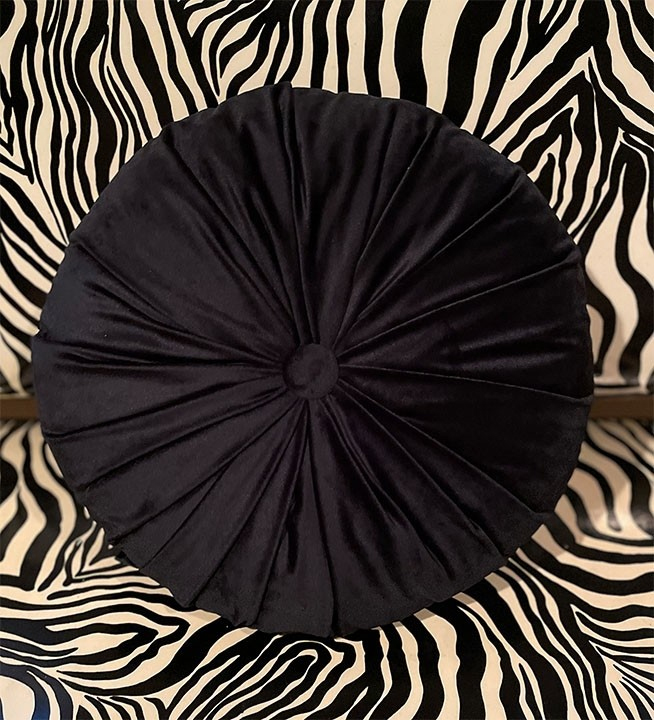 Tuffted Round Velvet Pillow by Sourpuss Black SALE