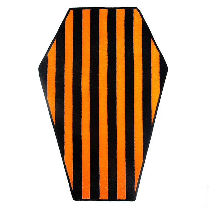Black & Orange Striped Coffin Rug by Sourpuss - SALE