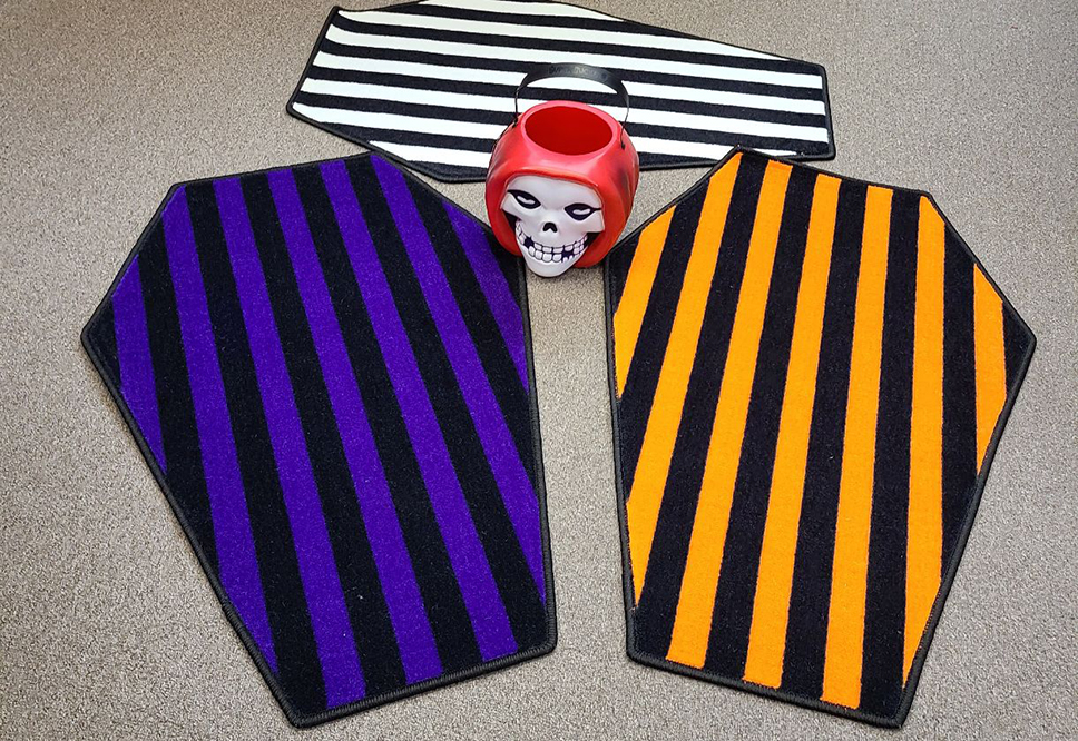 Black & Purple Striped Coffin Rug by Sourpuss - SALE