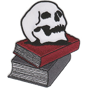 Skull On Books embroidered patch (ep686)