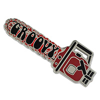 Groovy Chainsaw Enamel Pin by Kreepsville 666 (mp179)