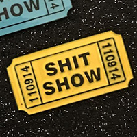Shit Show Ticket Enamel Pin by Mood Poison - Yellow Glow in the Dark (MP152)