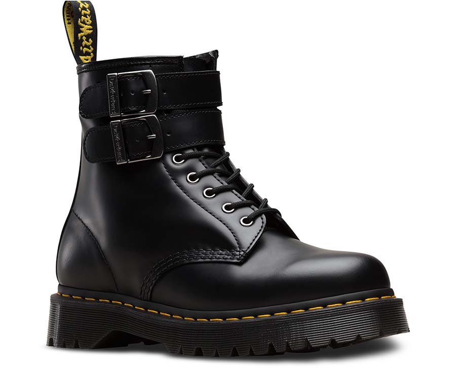 1460 ALT (8 Eye Black Smooth Boot With Buckles And Zipper) by Dr. Martens