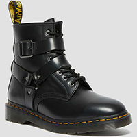 Cristofer Black Polished Smooth Buckle Harness Lace Up Boot by Dr. Martens