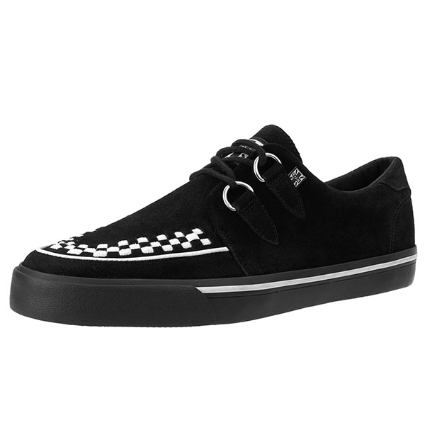 Black Suede With White Interlace VLK creeper style sneaker by Tred Air UK