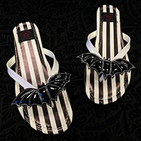 Betty Bat- Black & White Stripe Flip flop Sandal by Strange Cvlt - SALE sz 10 only