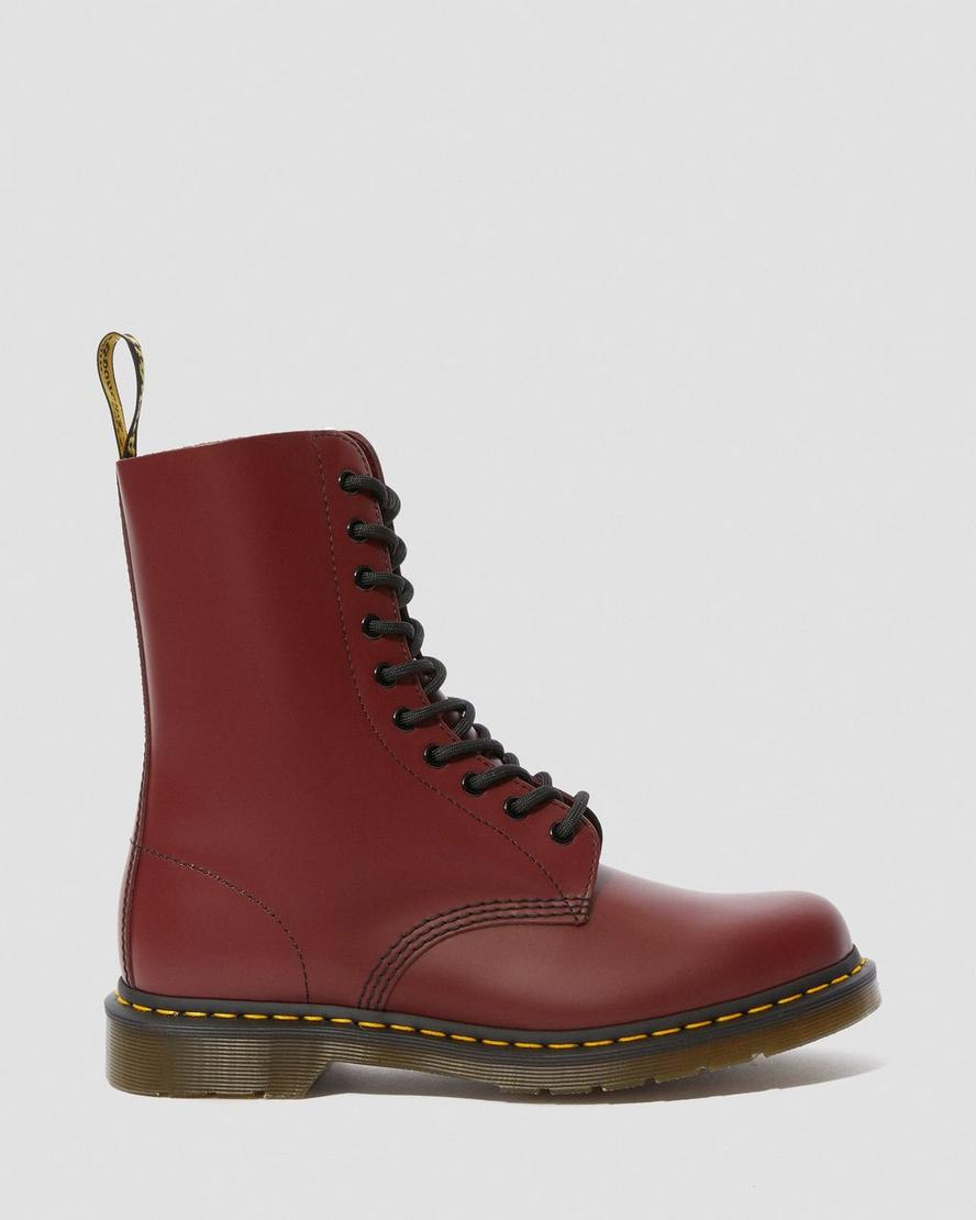 10 Eye Cherry Smooth Dr. Martens Boot - Dr. Martens Shoes & Boots