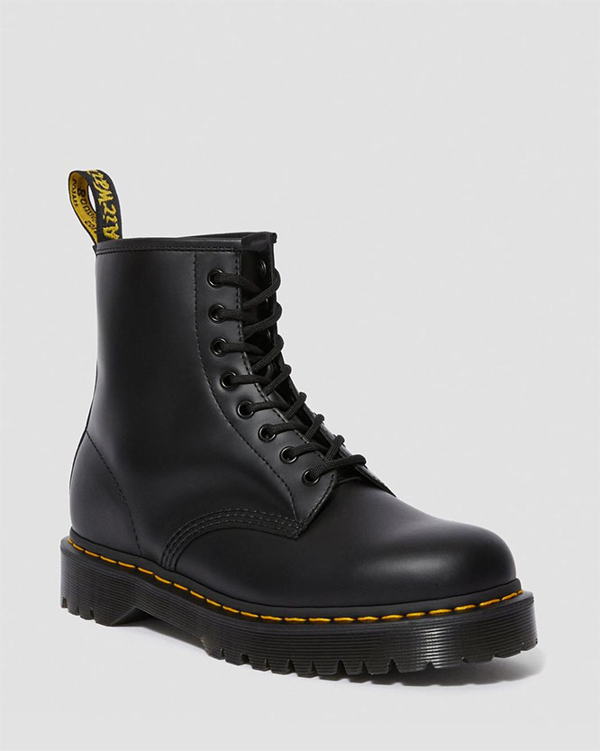 8 Eye Black Smooth Boot With BEX Sole by Dr. Martens