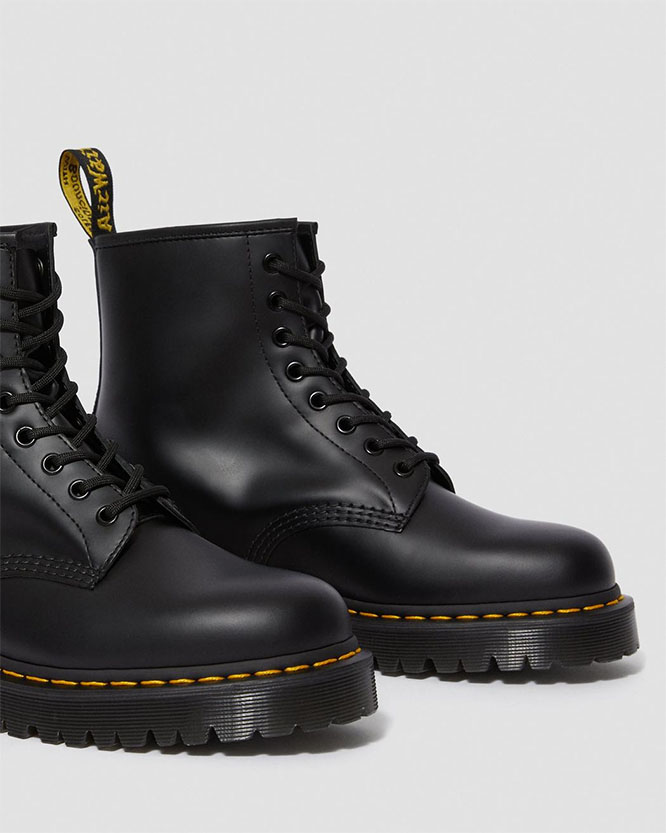 8 Eye Black Smooth Boot With BEX Sole by Dr. Martens