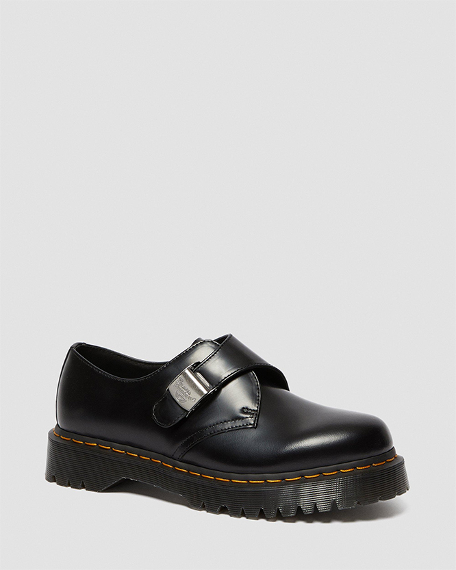 R Bevestigen aan menu Fenimore Buckle Shoe in Black Polished Smooth by Dr. Martens (Sale price!)
