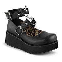 Black Vegan Sprite-02 Maryjane Heart Strap Platforms by Demonia Footwear - SALE