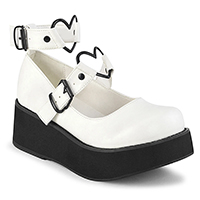 White Vegan Sprite-02 Maryjane Heart Strap Platforms by Demonia Footwear - SALE