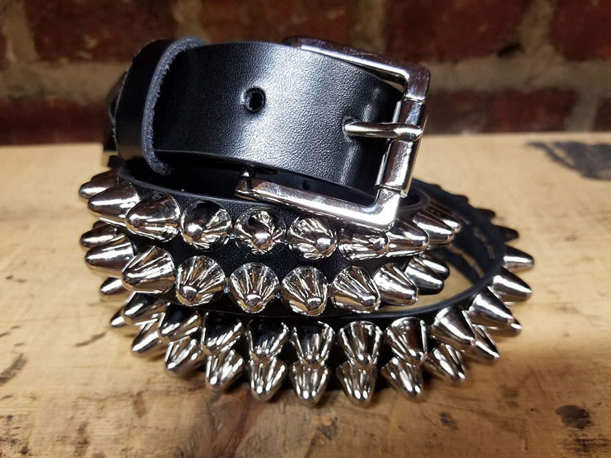 2 Row British Cone Belt- Black Leather (Sale price!)