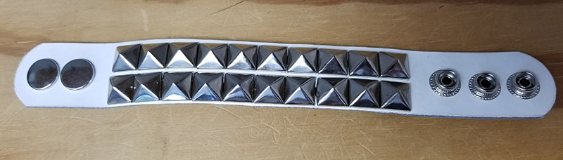 2 Row Pyramid Bracelet- White Leather - SALE