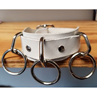 3 Ring bondage bracelet- White Leather  - SALE