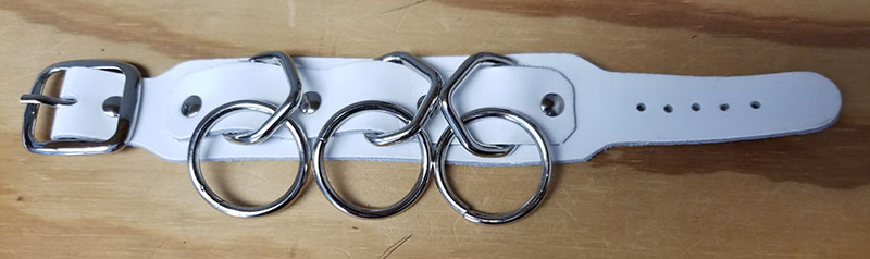 3 Ring bondage bracelet- White Leather  - SALE