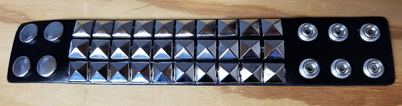 3 Row Pyramid Bracelet- Black Leather