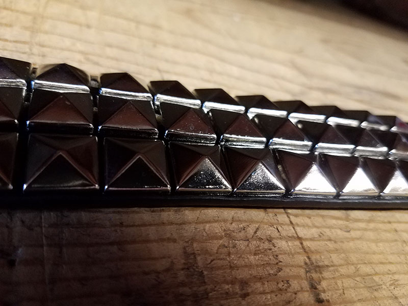 3 Row Pyramid Bracelet- Black Leather