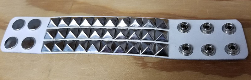 3 Row Pyramid Bracelet- White Leather  - SALE