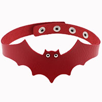 Vespertilio Bat Choker by Banned Apparel - in red faux leather